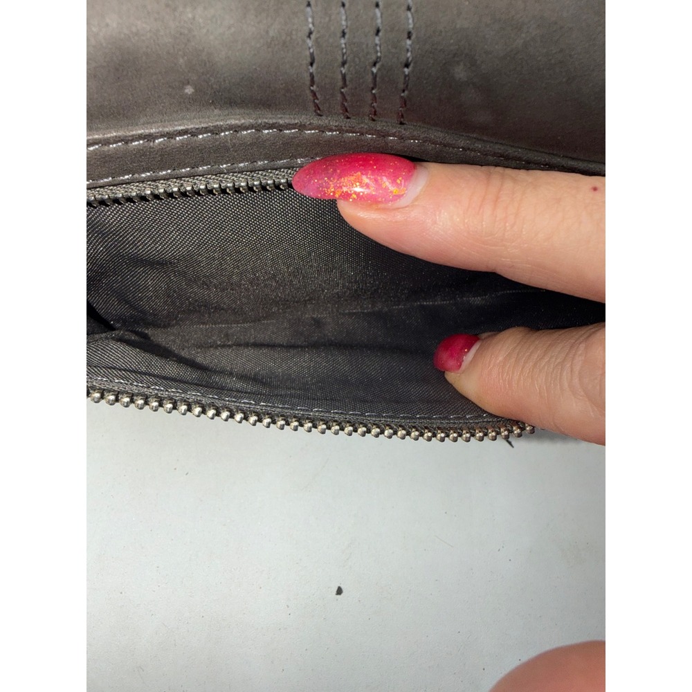 Timberland Womens Genuine Leather Trifold Clutch Wallet Gray Tree Logo Emblem - Picture 6 of 10